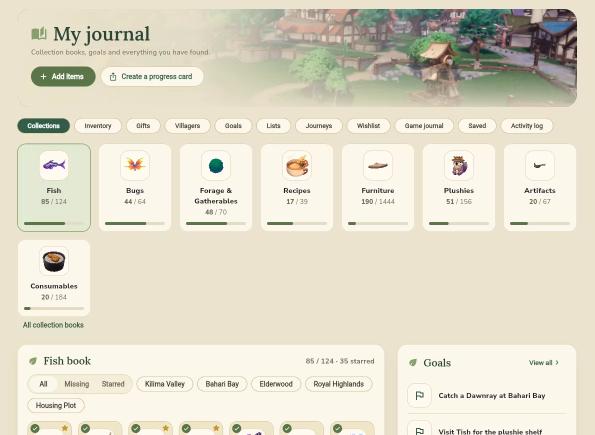 Palia Journal collection books and discovery progress